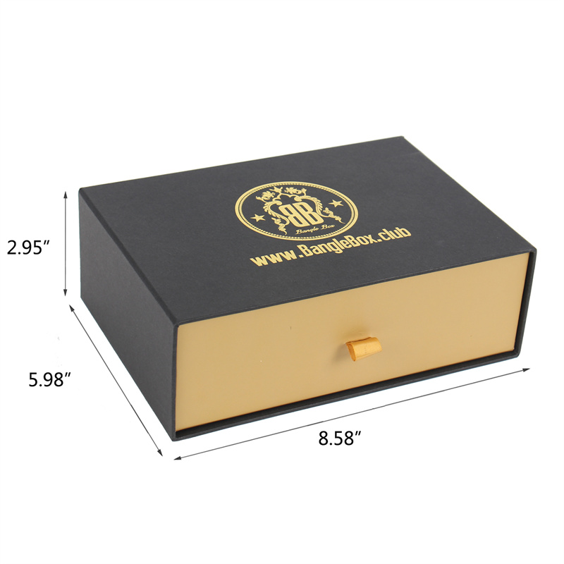 Kraft Jewelry Boxes Wholesale - Black Drawer Ribbon