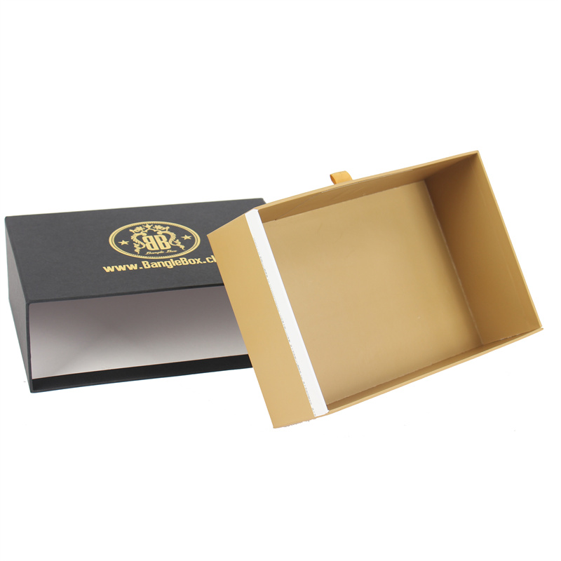 Kraft Jewelry Boxes Wholesale - Black Drawer Ribbon