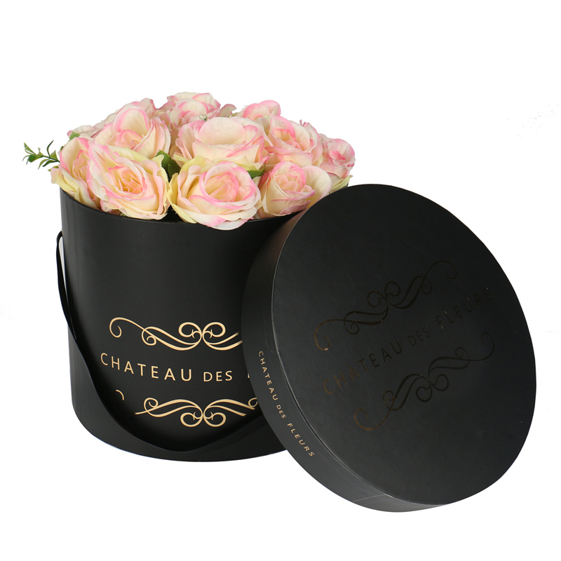 Cardboard Gift Box - Black Round Flower Logo