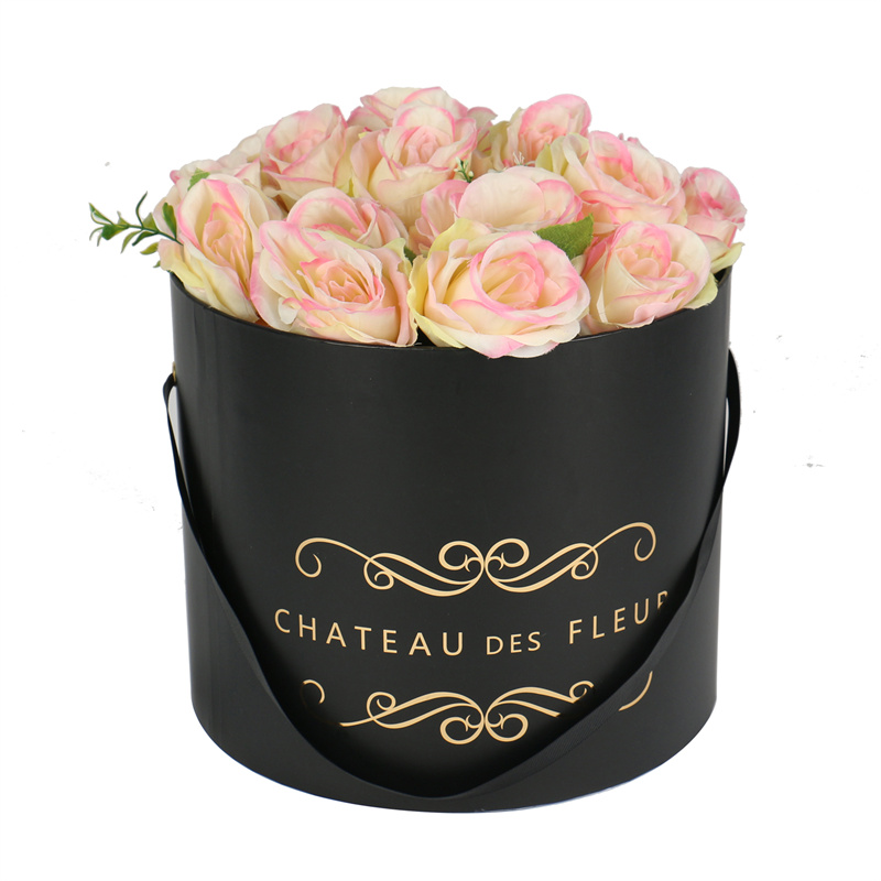 Cardboard Gift Box - Black Round Flower Logo