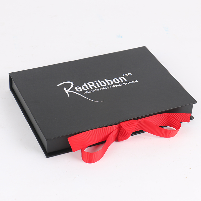 Black Decorative Box - Drawer Chocolate Red Ribbon