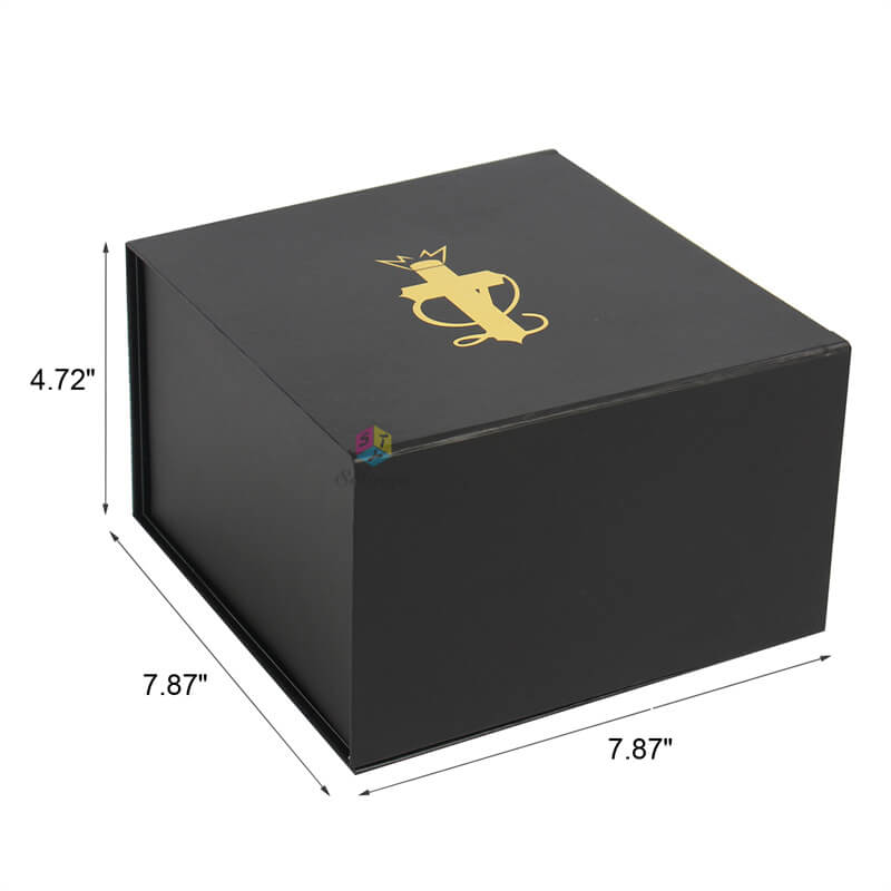 Square Hat Boxes - Black Foldable Gold Logo