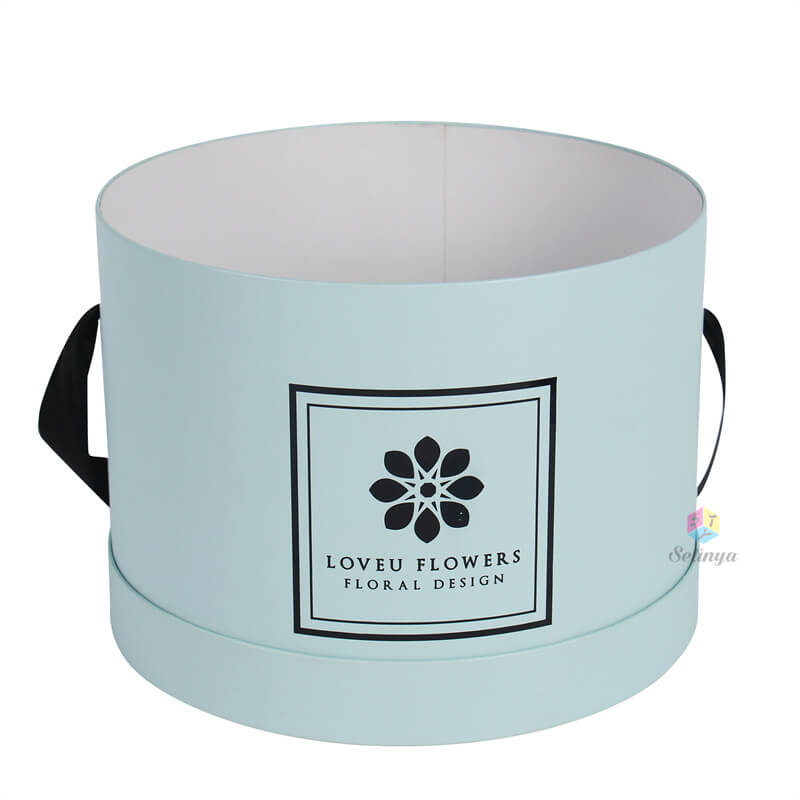 Royal Blue Favor Boxes - Light Blue Round Flower Box